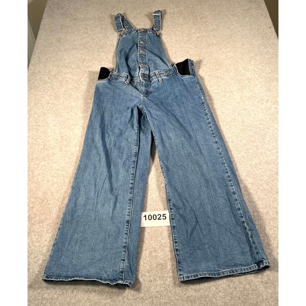 Ingrid & Isabel Overall Women 8 Blue Adjustable Suspenders Button Front Wide Leg